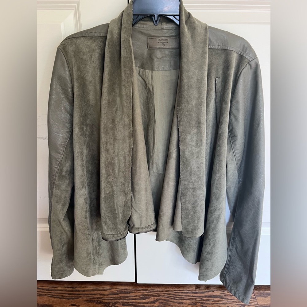 Blanknyc sage green faux leather and suede blazer. Like new condition
